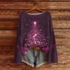 Women's Round Neck Lightweight Sweater Casual Long Sleeve Christmas Print Knit Pullover.