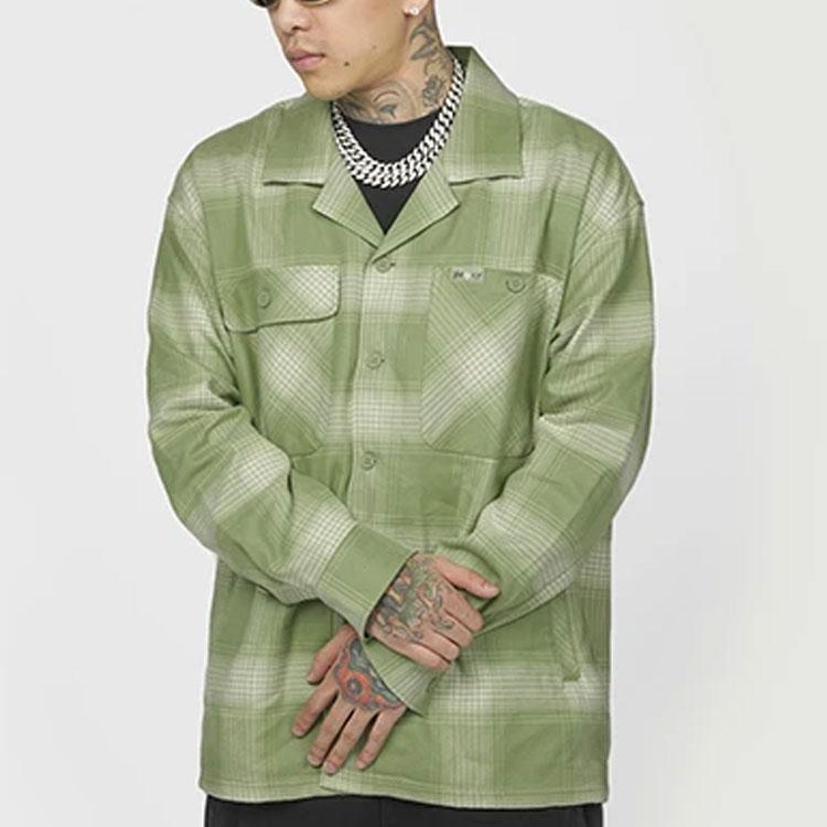 Li-Ning Badfive Series Спортивная Баскетбольная Свободная клетчатая повседневная рубашка с длинными рукавами Мужские топы Зеленый ASHR195-2