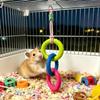 Hamster Gerbil Hanging Bed Swing Toy - Triple Loop Design Natural Grass Fiber Bite-Resistant Small Pets