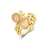 925 Sterling Silver Opalwomen Ring Tree Leaves Design Pear Shape Natural Gemstones Fine Jewelry for Wife Anniversary Birthday Gift