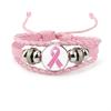 Pink Ribbon Charm Bracelet For Women Braided Leather Rope Bangle Girls Breast Cancer Awareness Hope Jewelry Accessories