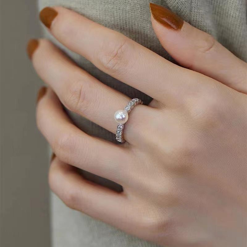Темпераментное очаровательное пресноводное жемчужное кольцо высокого класса индивидуальность легкое роскошное нейтральное многослойное кольцо на указательный палец холодный ветер простой стиль
