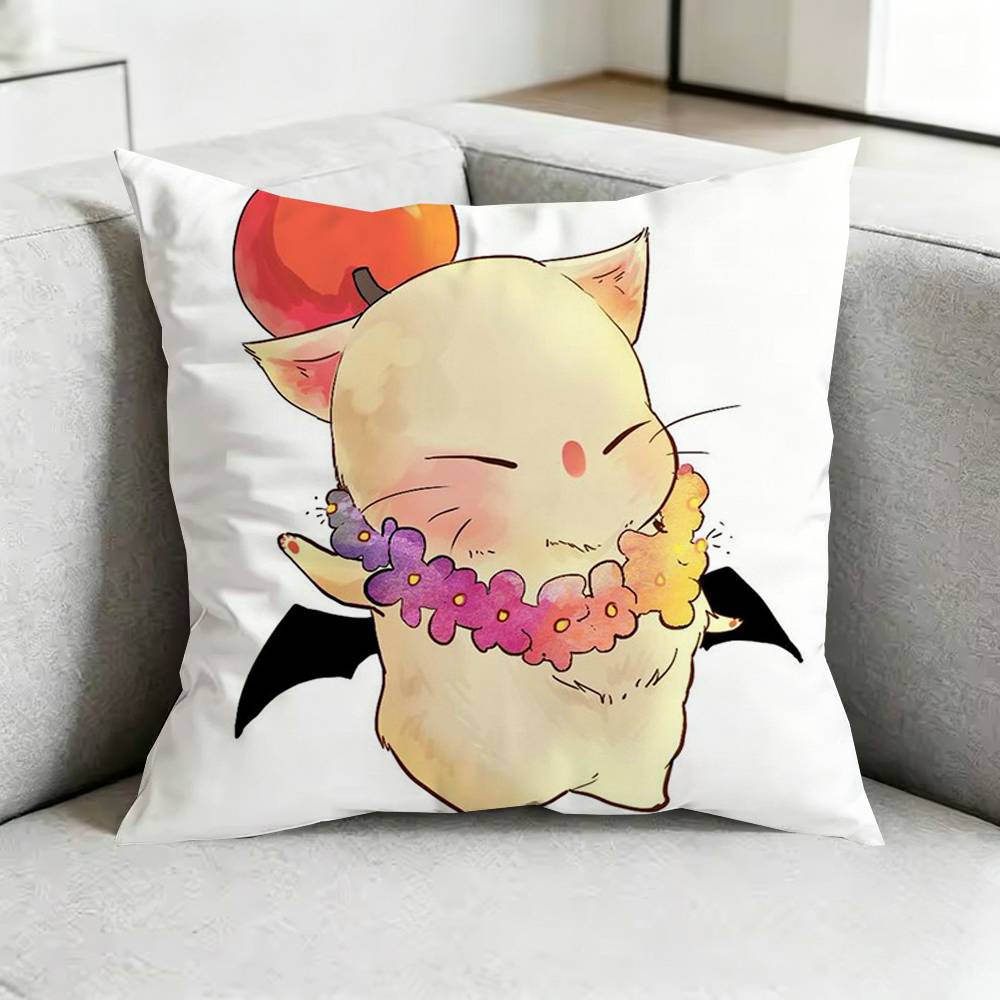 FF Final Fantasy MoogleW Square DoubleSided printed Pillow Case Bedroom Bedside Pillow Sofa Cushion Cover Gift