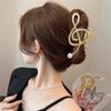 Note Shape Metal Pearl Hair Claw Elegant Shark Clip Girl's Ponytail Hairpin Hair Clips for Women New Hair Accessories Headwear Gift