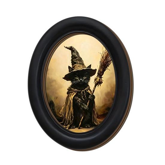 Gothic Home Decor Halloween Wall Art, Retro Oval Hanging Decoration, Table Small Ghost Picture Sign, Decorative Art for Living Room Holiday