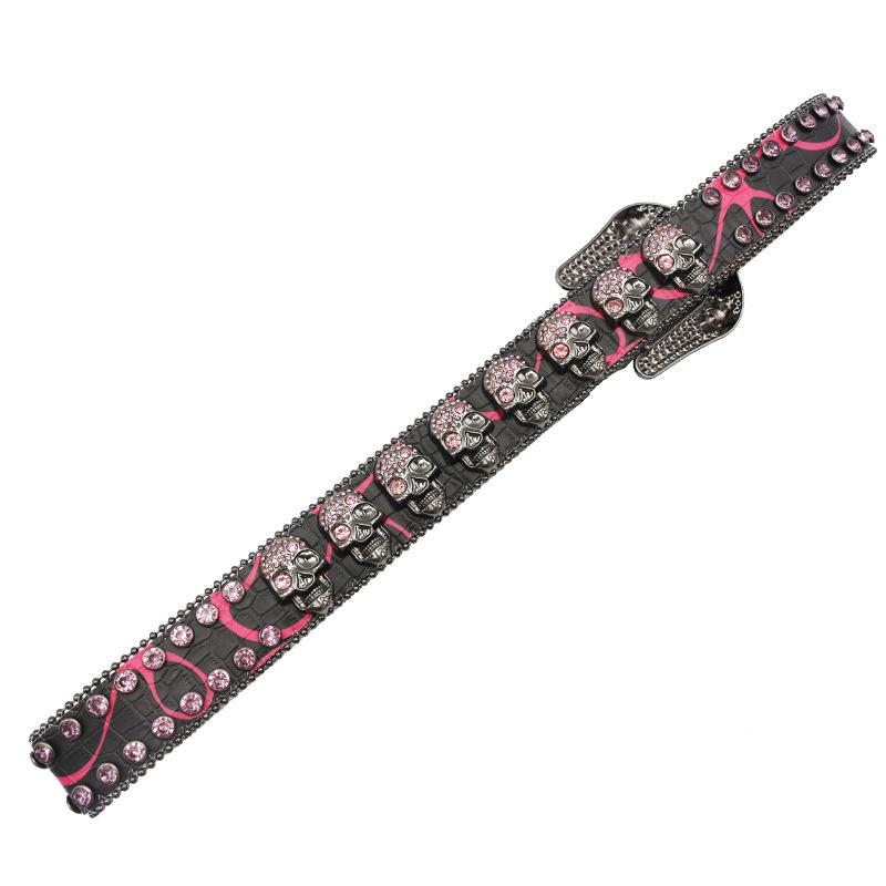 Skull Rhinestone Inlaid Belt High-End Pin Buckle Full Diamond Sequins Hip Hop Decoration Nightclub Belt Women