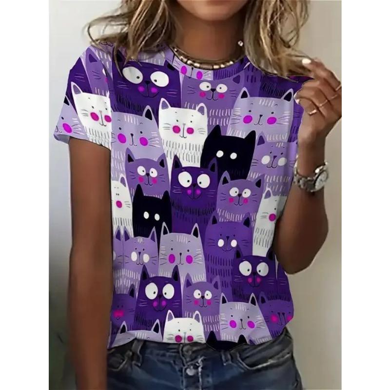 Women's Short Sleeve Round Neck T Shirt Tees Harajuku Y2K Tops Female Clothing