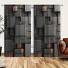 2pcs 3D Black Rectangular Formation Printed Curtain for Home Decor - Rod Pocket Window Treatment for Bedroom, Office, Kitchen