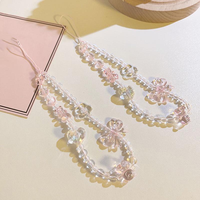 Корейский розовый медведь бабочка цветок телефон ремешок цепочка узел сотовый телефон шнурок брелок женщина девушка сумка камера кулон для чехол