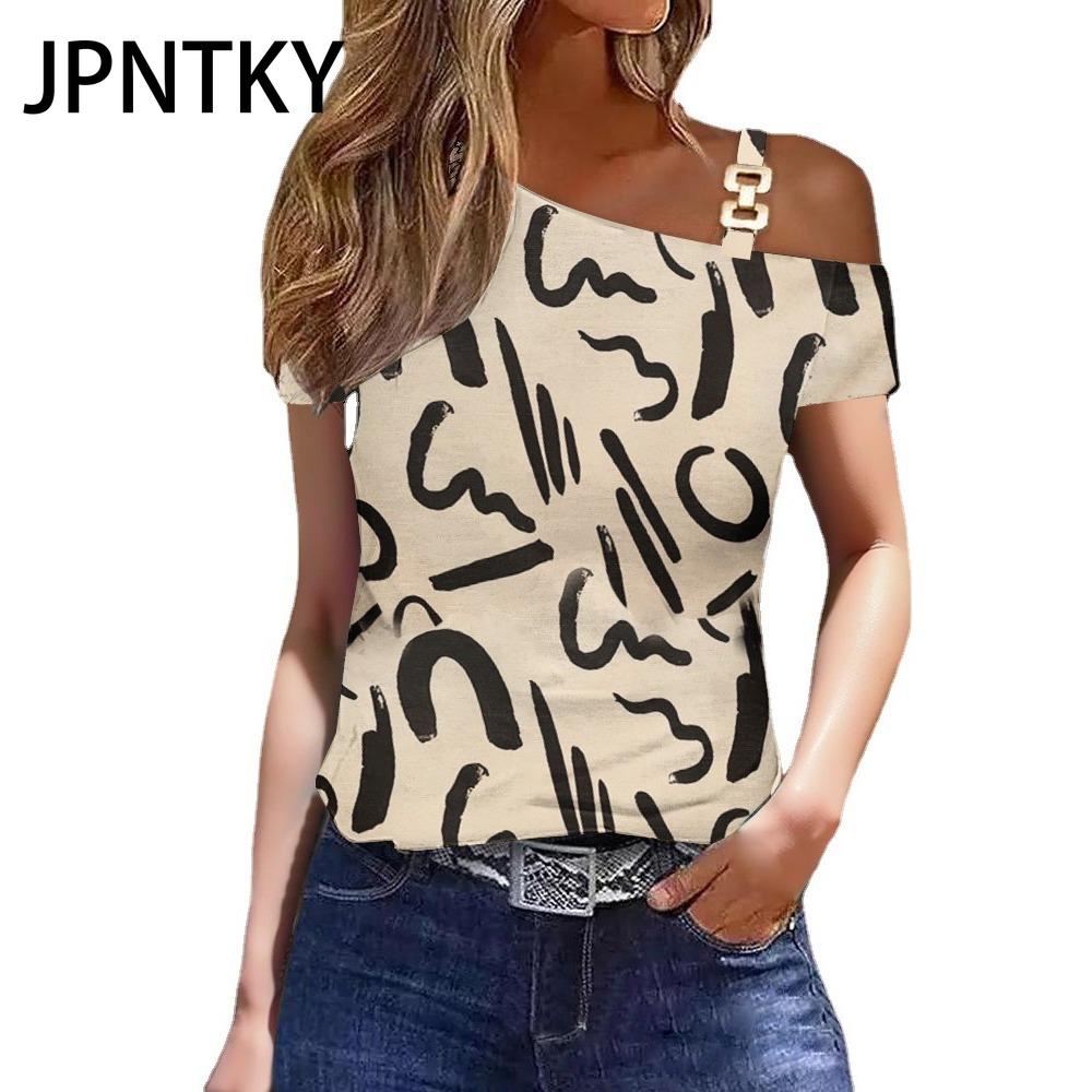 JPNTKY Women's Fashion Casual Summer Short Sleeve Blouses & Shirts