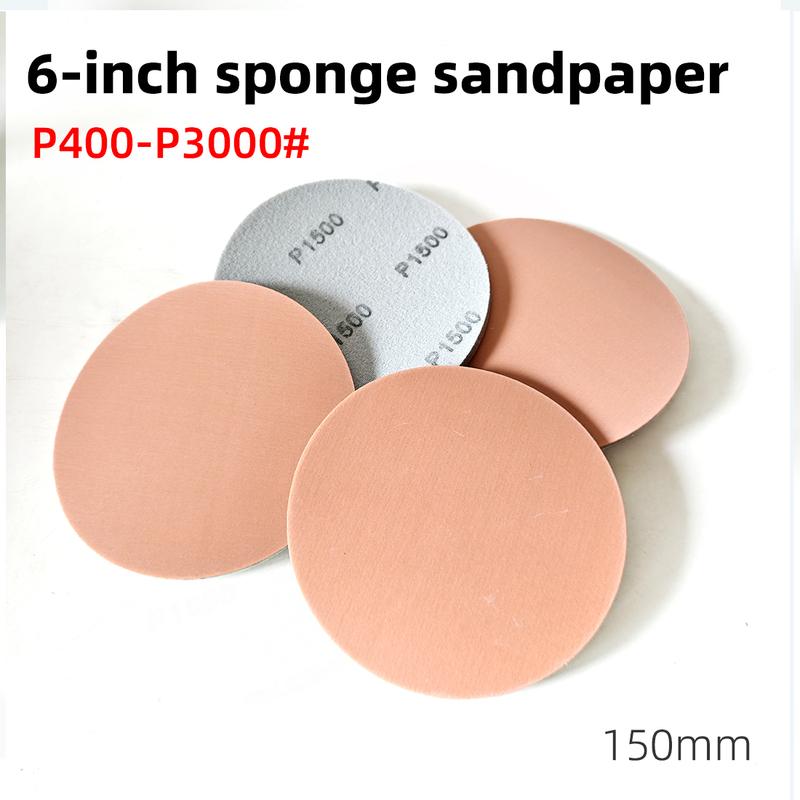 6-inch Sponge Sandpaper Orange 150mm Circular Flocking Car Paint Surface Beauty Polishing Dry Sandpaper