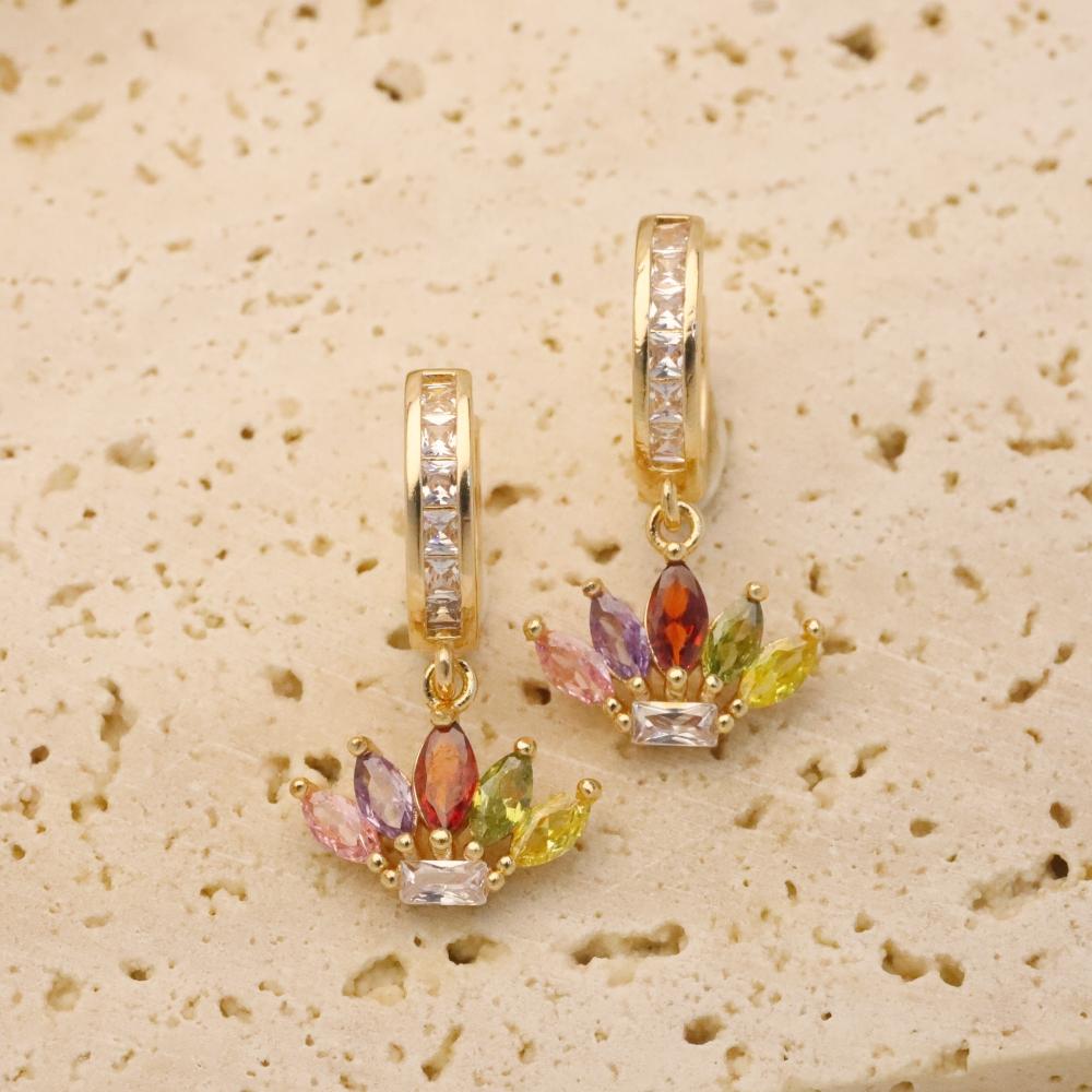 1 пара изысканных красочных геометрических висячих серег с цирконием в виде листьев для женщин, золотые серьги, ювелирные изделия, аксессуары для свадебной вечеринки