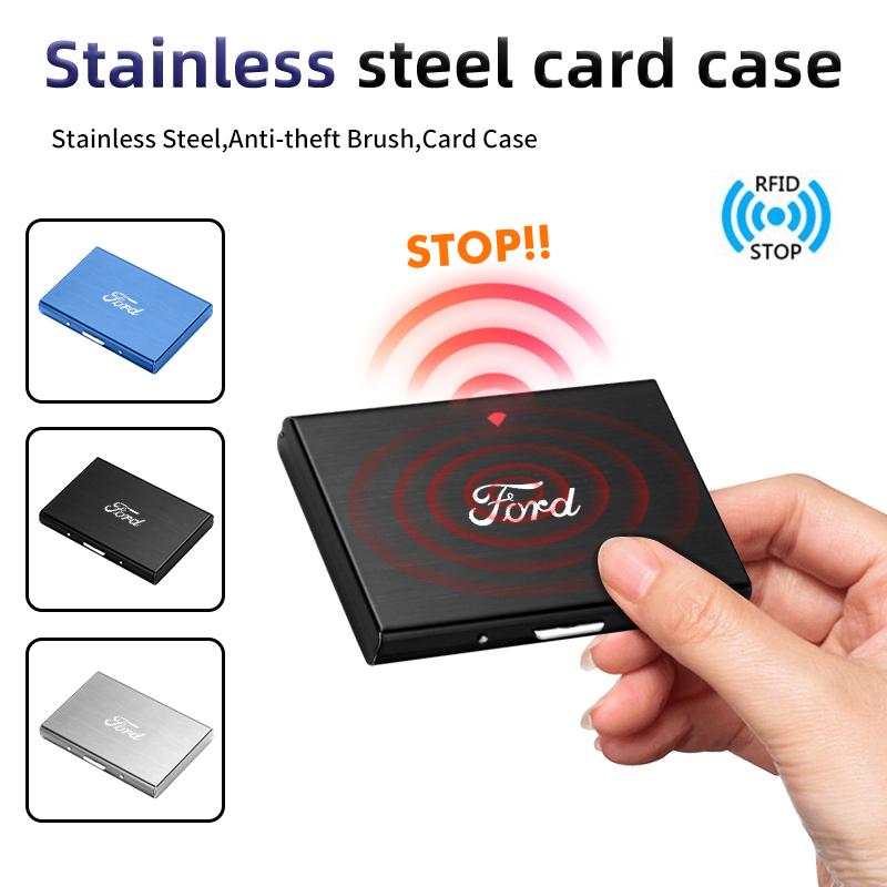 EFOS1 Aluminum Driver License Box Men Wallet Credit Card Case Purse For Ford Focus mk2 mk3 mk4 Fiesta Ranger Mondeo S-MAX Kuga
