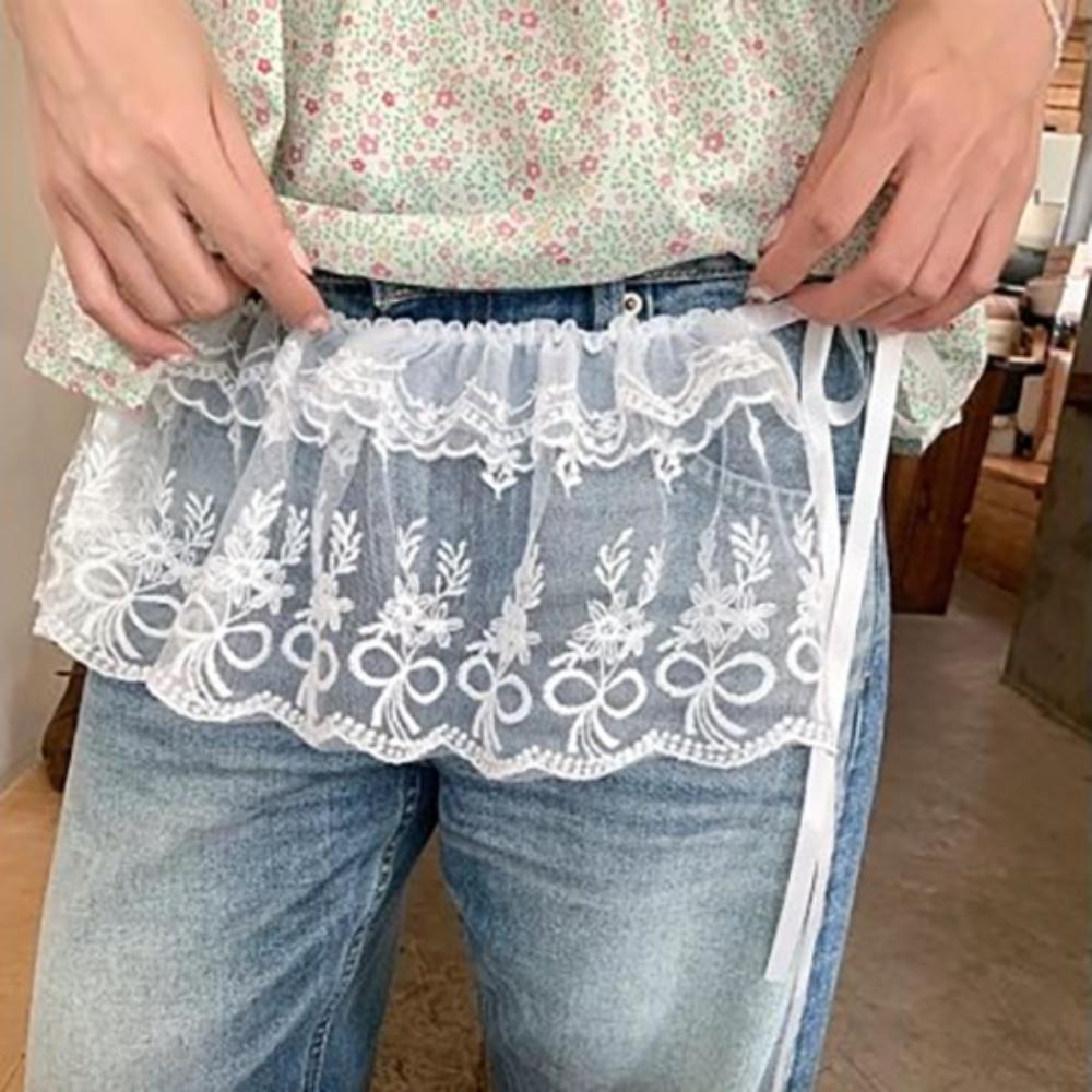 Y2K Джазовый танец Хип-шарф Удлинитель рубашки Кружевная марлевая юбка Пояс Рюши Край Поясная резинка Уличная одежда