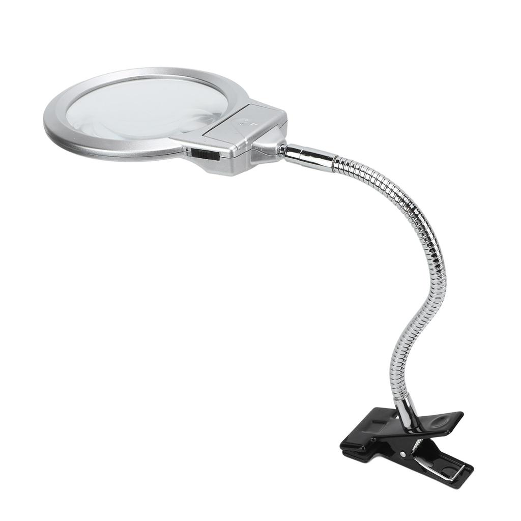 LED Illuminating Magnifier with Clamp Optical Lens Adjustment Hose Magnifying Glass with 2 LEDs for