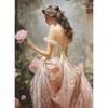 Romantic And Elegant Rose Garden Girl Art Portrait Poster Canvas Paint Oil Paint Print Bedroom Sofa Background Wall ation