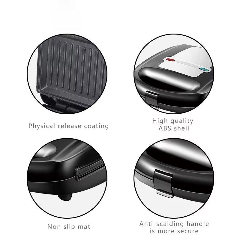 Мини 6-в-1 Сэндвичница с антипригарным покрытием - Съемные пластины, Многофункциональная завтрачница для вафель, сэндвичей и тостов, для домашнего использования