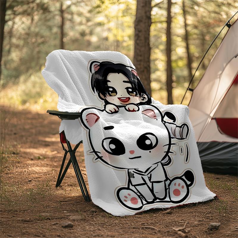 1pc Kpop Team8 Theme Blanket - Digital Print, Polyester, Cozy for All Seasons, Perfect for Outdoor, Camping, and Travel