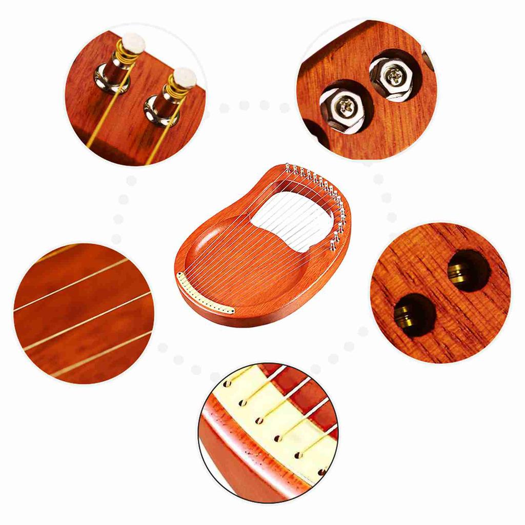 Walter.t 16-струнная деревянная лира-арфа с металлическими струнами, из массива красного дерева, струнный инструмент с сумкой для переноски и ключом для настройки