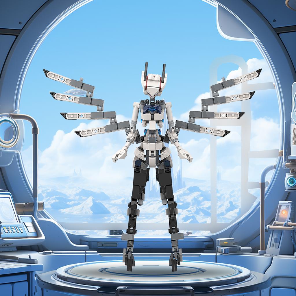 MOC Мобильный костюм Девушка-робот Механическая девушка Модель Модульные конструкторы Игрушки Костюм для Рождества/Сделай сам Детский подарок на день рождения