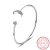 925 Sterling Silver Moon Star Adjustable Bracelet Moissanite Cuff Bangles For Women Fine Jewelry