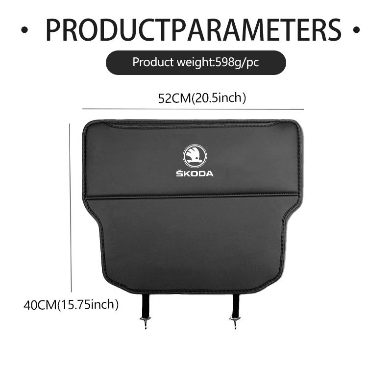 VIJT4 Leather Anti-Kick Pad Car Waterproof Seat Back Protector Cover Storage Bag For Skoda Kamiq MK3 Roomster Rapid Kodiaq Karoq Fabia