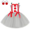 Creepy Clown Pennywise Costume for Girls Halloween Tutu Dress Set Toddler Kids Fancy Carnival Party Gray Joker Dress Up Clothes