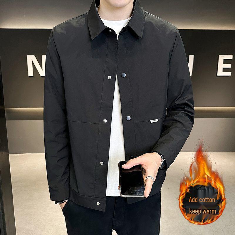 Мужская хлопковая куртка приталенного кроя - Стильная, теплая, универсальная, с отложным воротником для осени и зимы