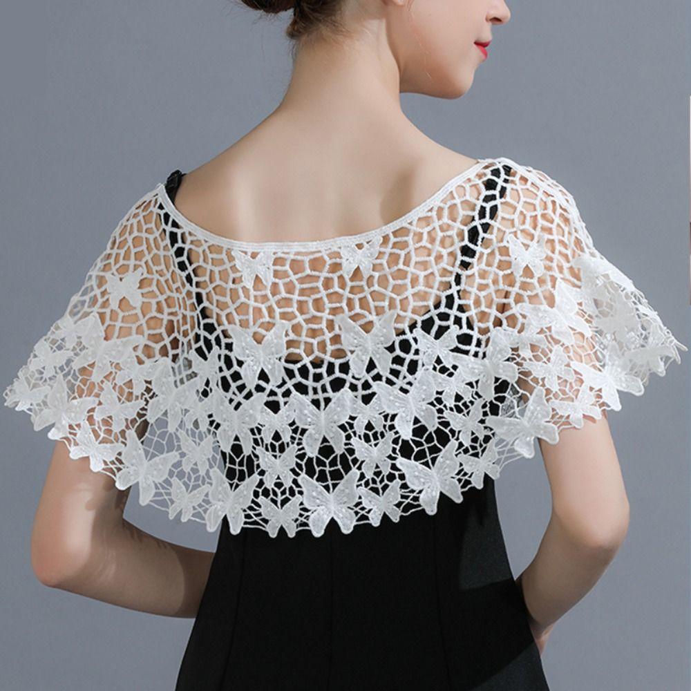 Cape Hollow Out Crochet Shawl Thin Knitted Scarves Retro Blouse Shoulders Fake Collar Female