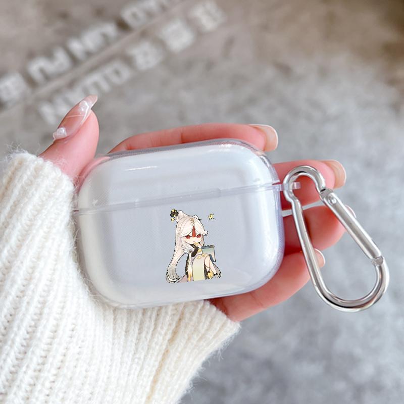 Genshin Impact Кли Кли Ци Ци Сяо Чехол для Apple Airpods 2 1 Чехлы для наушников с крючком для Airpod Pro 3 Pro2 Прозрачные защитные чехлы