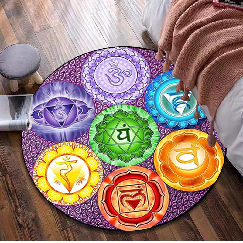 1Pc Lotus Meditation Circular Print Rug - home decoration Carpet For Living Room Bedroom Flooring Computer Chair Area Rug
