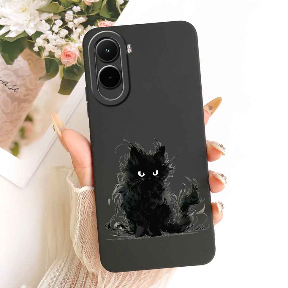 Silicone Case For Xiaomi Poco M7 4G Case Cute Cat Flowers Soft Slim Phone Cases For Xiaomi Poco M7 PocoM7 4G Cover Bumper