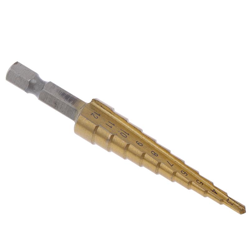 Ступенчатые сверла с покрытием 3-12 мм, сверла с шестигранной ручкой, электроинструмент для сверления металла