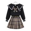 Костюм для школьной формы с юбкой в клетку на весну/осень для девочек - шикарный повседневный комплект из двух предметов в стиле JK