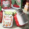 Christmas Candy Box Mason Jar Shape Cookie Container Metal Gift Box Party Favors Holiday Storage Reusable Treats Decorative Jar