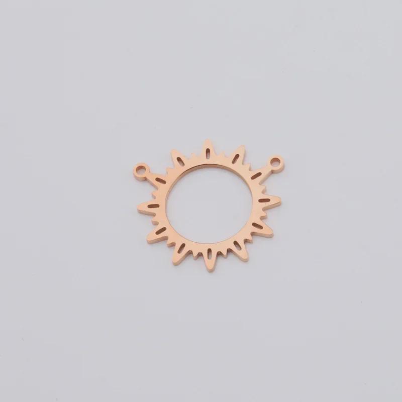 Зеркальный кулон из титановой стали – круглый дизайн солнца с двойными отверстиями для самодельных украшений