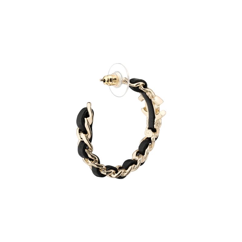 Chanel Кожаные серьги с металлической инкрустацией для женщин
