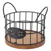 Coffee Pod Basket Round Iron Wire Storage Basket Large Capacity Coffee Capsule Holder with Wooden Ba