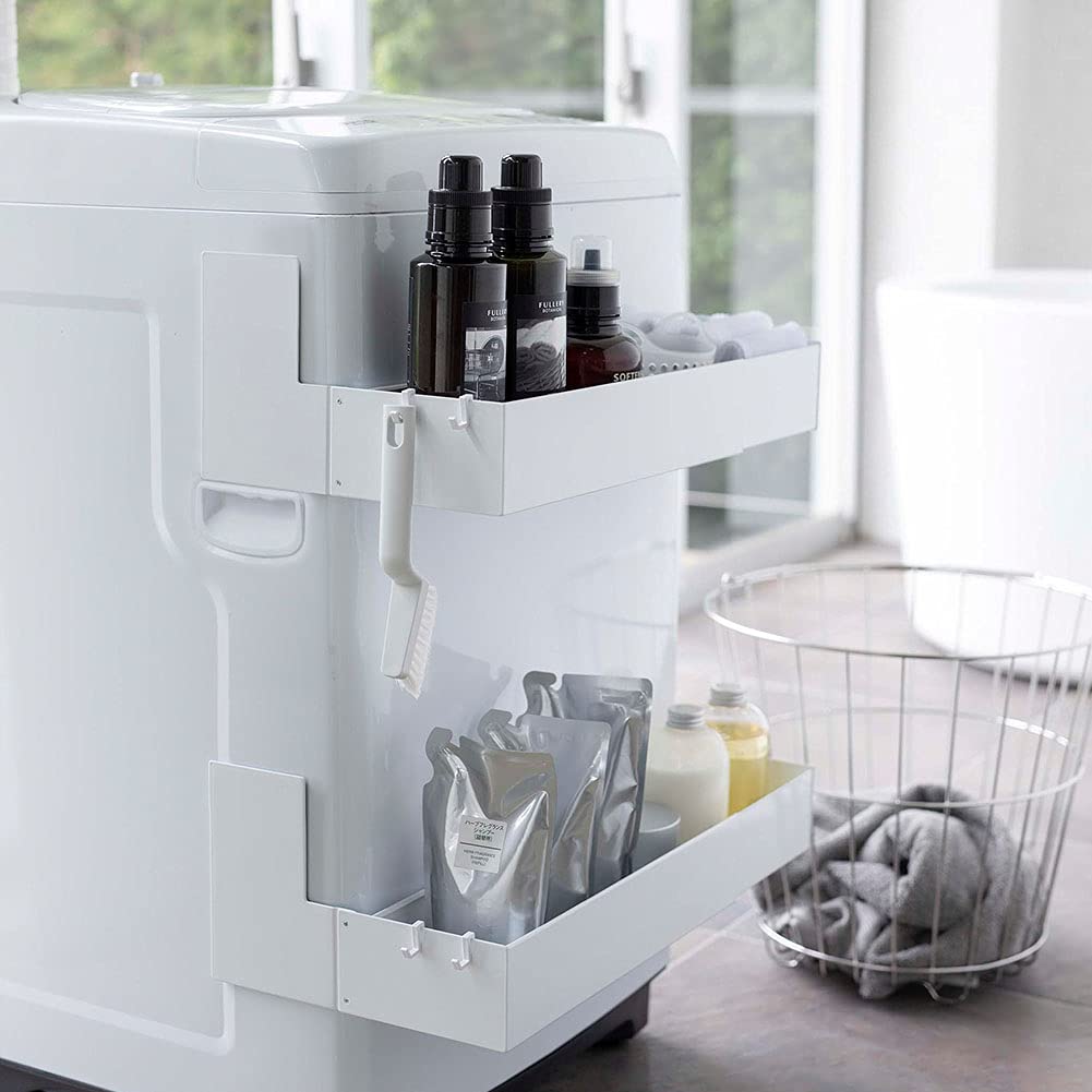 Yamazaki Jitsugyo 5272 Магнитная телескопическая стиральная машина Just Clip со стойкой для хранения белья, Белая, Прибл.. W38-65.5XD30XH18см, Башня, Магниты,