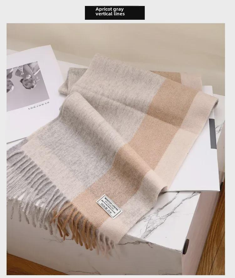 100% Wool Plaid Scarf for Women and Men - Warm, Stylish Gift for Winter