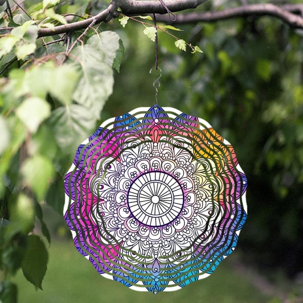 Floral Mandala Wind Chime Metal Dynamic Sculpture for Halloween Indoor Outdoor Courtyard Garden Decorations