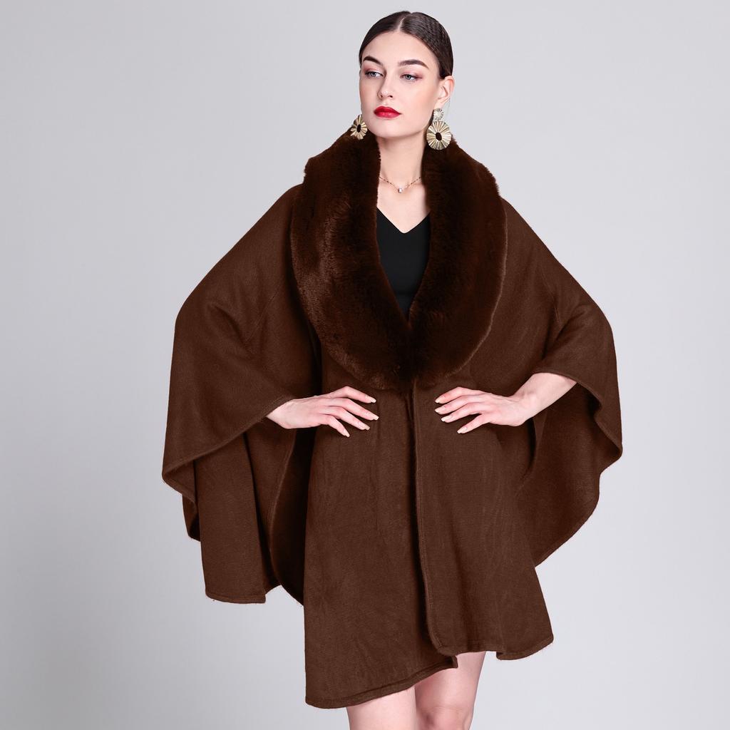 Женский воротник-шаль накидка большого размера вязаный кардиган свободная куртка-пончо