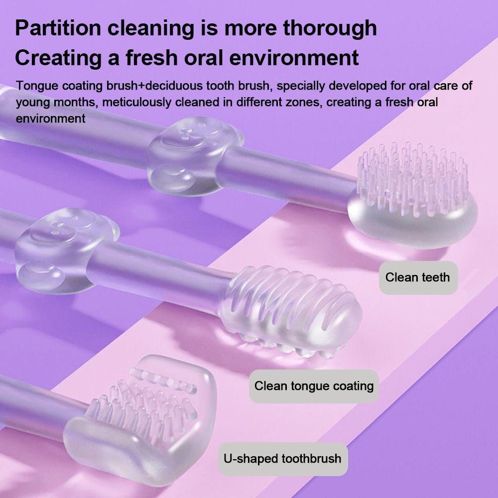 3pcs/set Soft Silicone Baby Oral Cleaner Safe Milk Teeth Tongue Brush Home Use