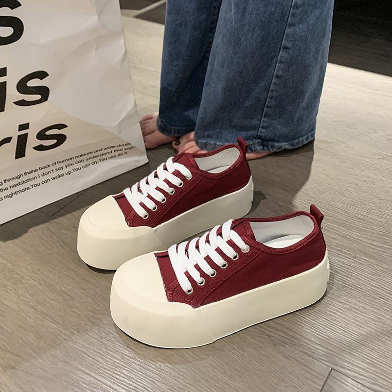 Ретро популярная универсальная юбка на платформе парусиновые туфли женские новинка 2025 года летние легкие увеличивающие рост повседневные туфли для доски