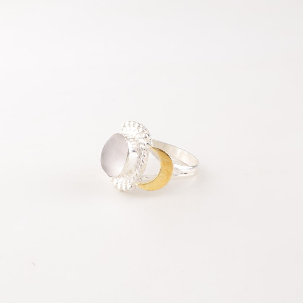 Natural Selenite Gemstone 925 Sterling Silver Jewelry Stylish Ring Women's Gift RR-61-39