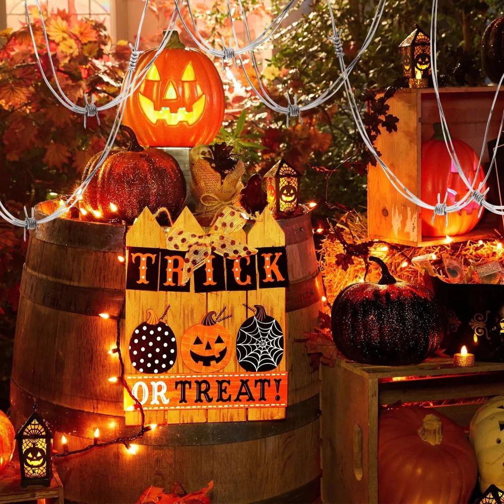 2Pcs PVC Simulation Barbed Wire Halloween Party Prank Pole Barbed Wires Halloween Decor