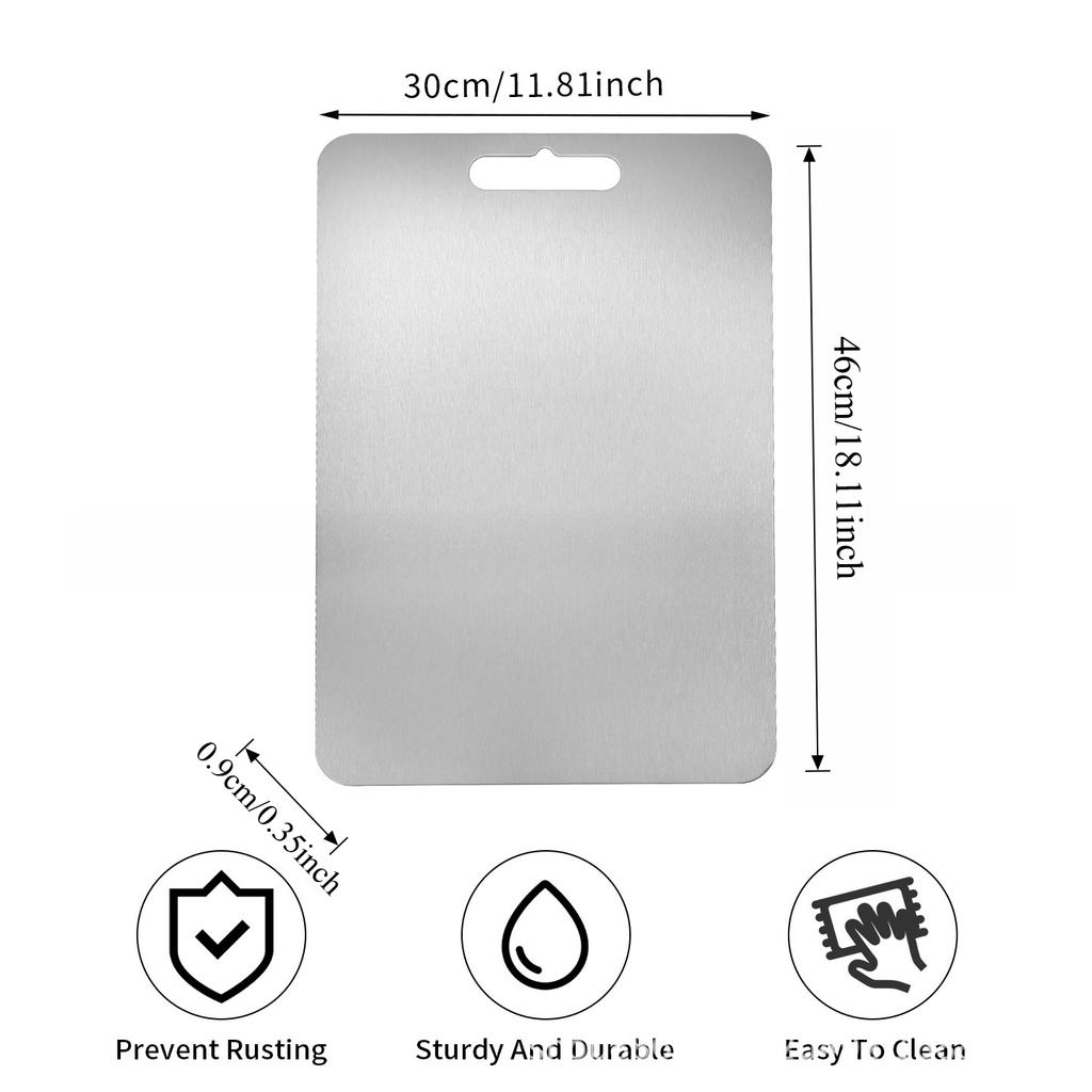 Кухонная разделочная доска из нержавеющей стали, двусторонняя разделочная доска пищевого класса для мяса, фруктов и теста