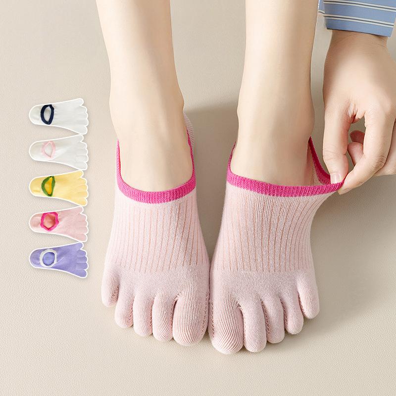 Women's Five-Toe No-Show Cotton Socks – Lightweight Breathable & Moisture-Wicking Toe-Separated Socks for Spring/Summer