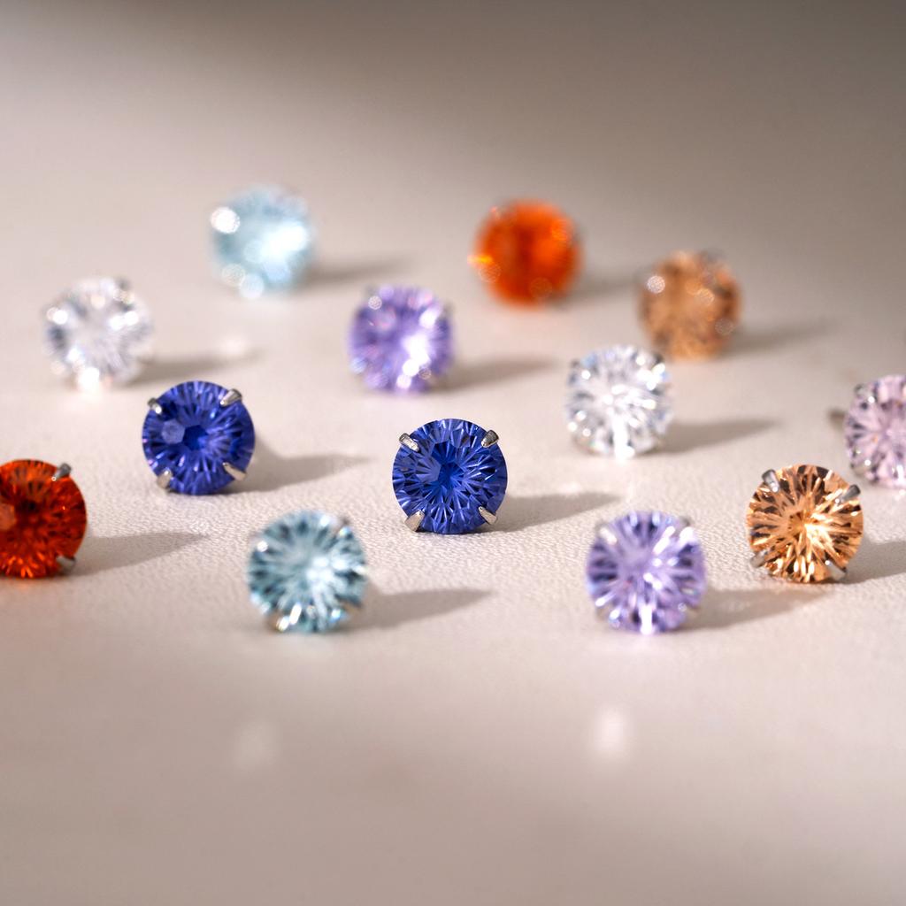 New Special Firework Cut Cubic Zirconia Stone Ear Studs 5A+ Flash Colorful Zircon Inlaid 925 Sterling Silver Post Stud Earrings