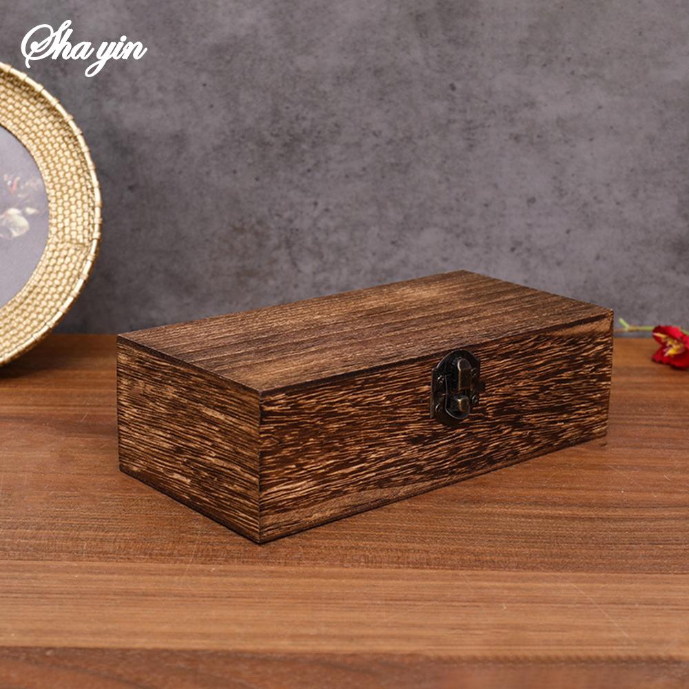 1PC Wooden Gift Box - Rectangular Wooden Box - Colored Storage Box - Wooden Gift Packaging Box